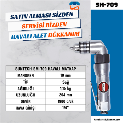 SUNTECH SM-709 Havalı Matkap 10 mm 90°