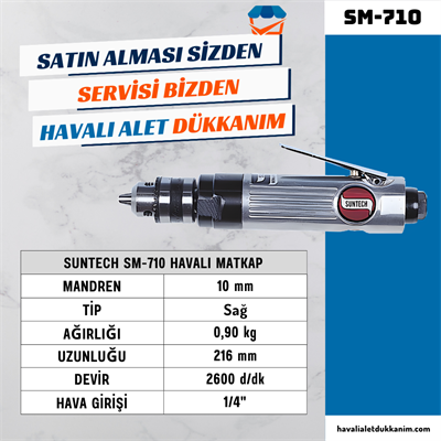 SUNTECH SM-710 Havalı Matkap Düz Tip 10 mm