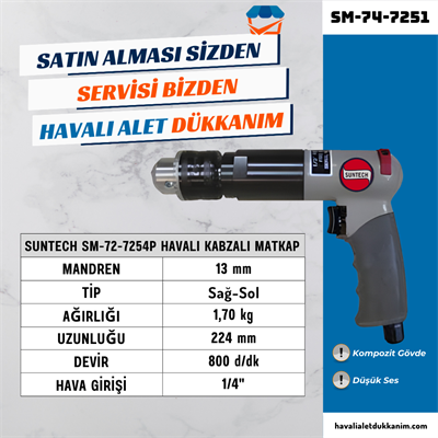 SUNTECH SM-74-7251 Havalı Kabzalı Matkap 13 mm