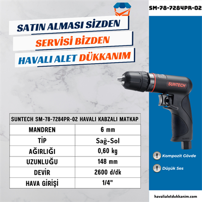 SUNTECH SM-78-7284PR-02 Havalı Kabzalı Matkap 6 mm