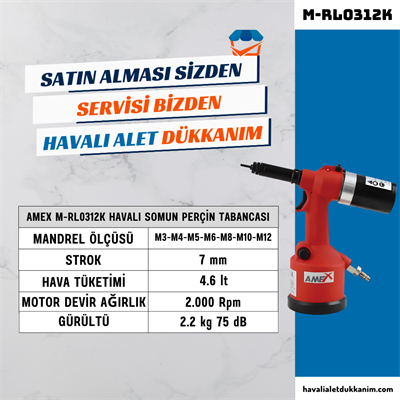AMEX M-RL0312K Havalı Otomatik Somun Perçin Tabancası