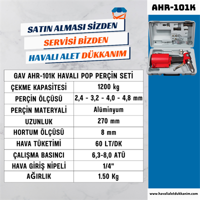 GAV AHR-101K Havalı Pop Perçin Seti