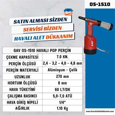 GAV OS-1510 Havalı Pop Perçin (Vakumlu)