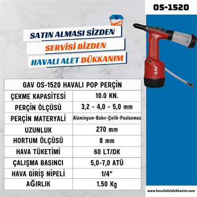 GAV OS-1520 Havalı Pop Perçin (Vakumlu)