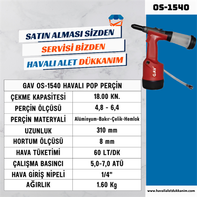 GAV OS-1540 Havalı Pop Perçin (Vakumlu)