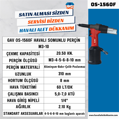 GAV OS-1560F Havalı Somunlu Perçin