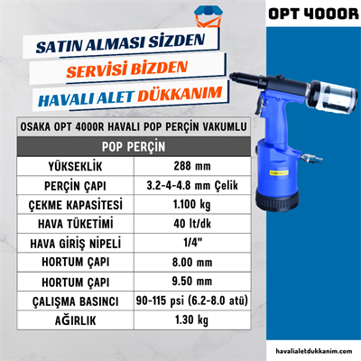 OSAKA OPT 4000R Havalı Pop Perçin Vakumlu