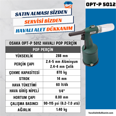 OSAKA OPT-P 5012 Havalı Pop Perçin Vakumlu