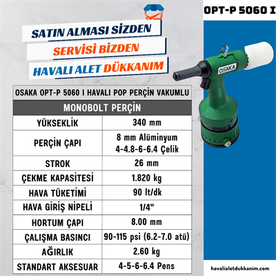 OSAKA OPT-P 5060 I Havalı Pop Perçin Vakumlu