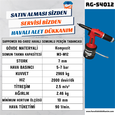 SAPPOWER RG-S4012  Havalı Somun Perçin Tabancası