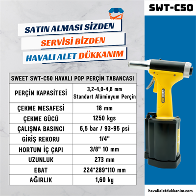 SWEET SWT-C50 Havalı Pop Perçin Tabancası 4.8 mm