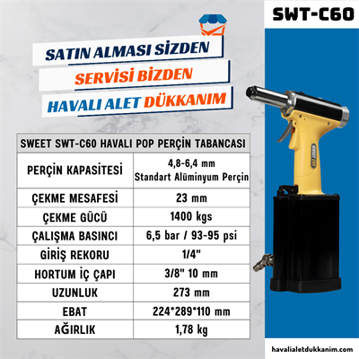 SWEET SWT-C60 Havalı Pop Perçin Tabancası 4.8 mm