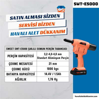 SWEET SWT-E5000 Şarjlı Pop Perçin Tabancası