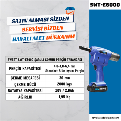 SWEET SWT-E6000 Şarjlı Pop Perçin Tabancası