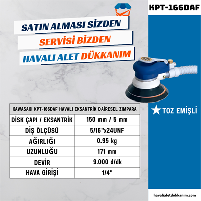 KAWASAKI KPT-166DAF Havalı Eksantrik Dairesel Zımpara