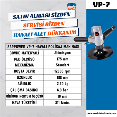 SAPPOWER VP-7 Havalı Polisaj Makinası