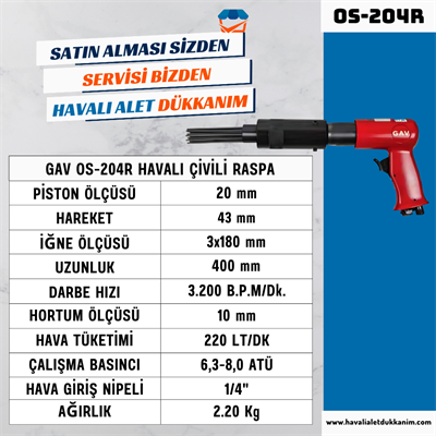 GAV OS-204R Havalı Çivili Raspa