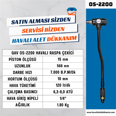 GAV OS-2200 Havalı Raspa Çekici