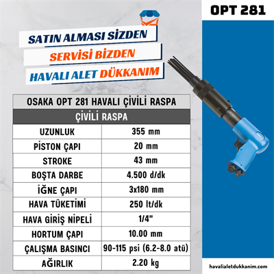 OSAKA OPT 281 Havalı Çivili Raspa