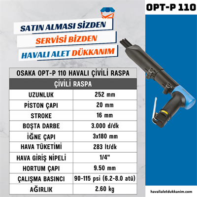 OSAKA OPT-P 110 Havalı Çivili Raspa