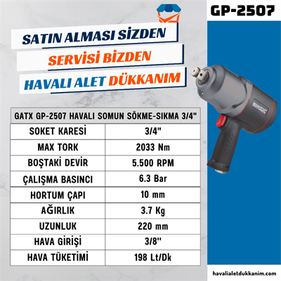GATX GP-2507 Havalı Somun Sökme-Sıkma 3/4