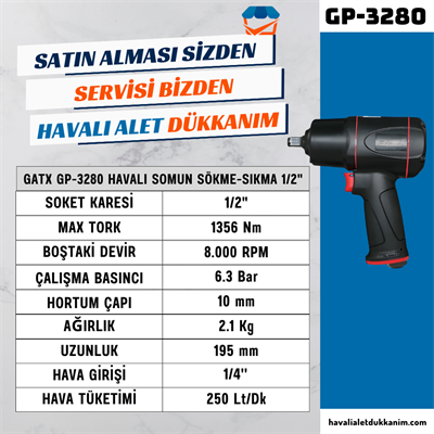 GATX GP-3280 Havalı Somun Sökme-Sıkma 1/2