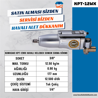 KAWASAKI KPT-12WX Havalı Kelebek Somun Sıkma-Sökme 3/8