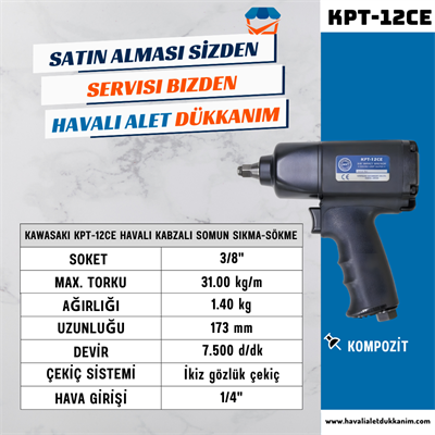 KAWASAKI KPT-12CE Havalı Kabzalı Somun Sıkma-Sökme 3/8