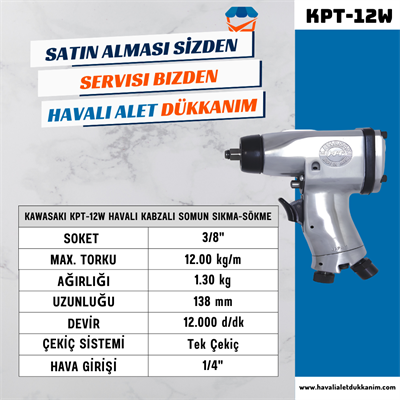 KAWASAKI KPT-12W Havalı Kabzalı Somun Sıkma-Sökme 3/8