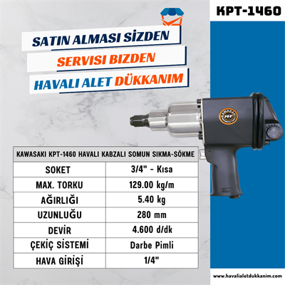 KAWASAKI KPT-1460 Havalı Kabzalı Somun Sıkma-Sökme 3/4