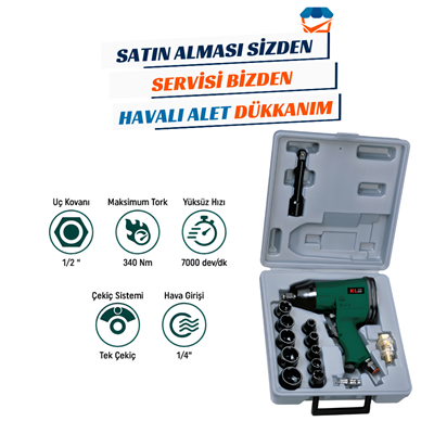 KL PRO KLHA403K Havalı Darbeli Somun Sıkma-Sökme Seti