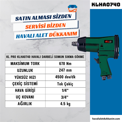 KL PRO KLHA0740 Havalı Darbeli Somun Sıkma-Sökme