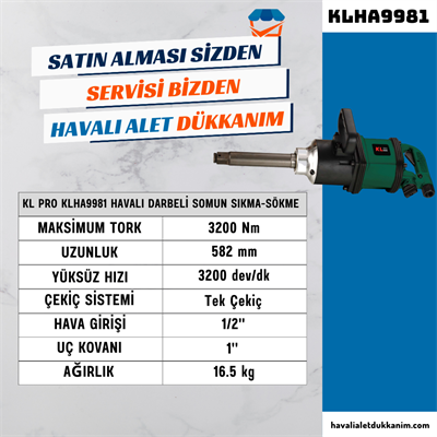 KL PRO KLHA9981 Havalı Darbeli Somun Sıkma-Sökme