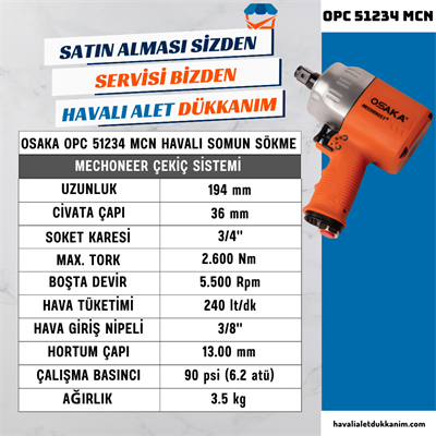 OSAKA OPC 51234 MCN Havalı Somun Sökme 3/4
