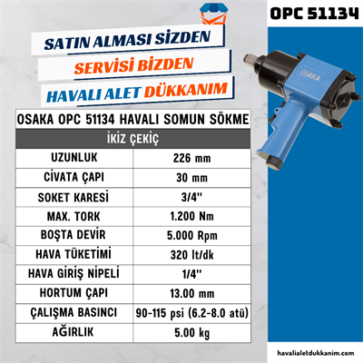 OSAKA OPC 51134 Havalı Somun Sökme 3/4