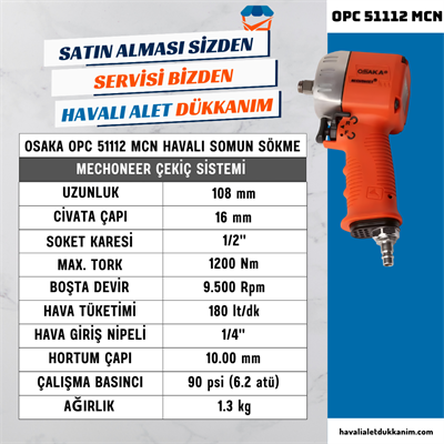 OSAKA OPC 51112 MCN Havalı Mini Somun Sökme 1/2
