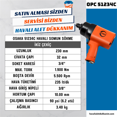 OSAKA OPC 51234C Havalı Somun Sökme 3/4