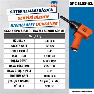 OSAKA OPC 51234CL Havalı Somun Sökme 3/4