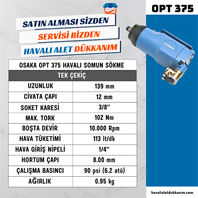 OSAKA OPT 375 Havalı Somun Sökme 3/8
