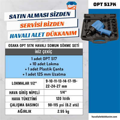 OSAKA OPT 517K Havalı Somun Sökme 1/2 Seti