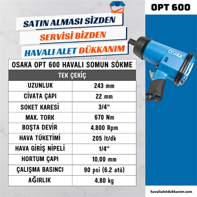 OSAKA OPT 600 Havalı Somun Sökme 3/4