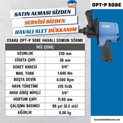 OSAKA OPT-P 508E Havalı Somun Sökme 3/4