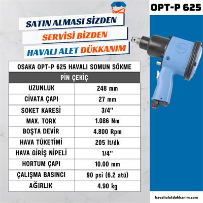 OSAKA OPT-P 625 Havalı Somun Sökme 3/4