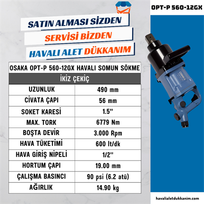 OSAKA OPT-P 560-12GX Havalı Somun Sökme 1.5