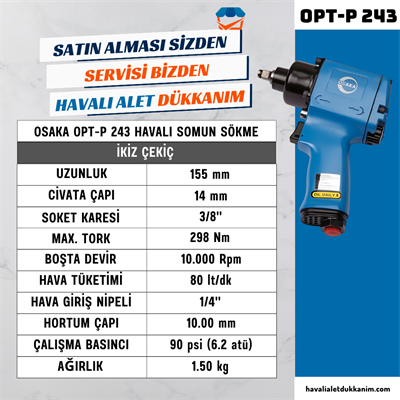 OSAKA OPT-P 243 Havalı Somun Sökme 3/8