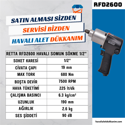 RETTA RFD2600 Havalı Somun Sökme 1/2