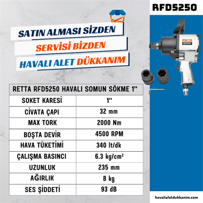 RETTA RFD5250 Havalı Somun Sökme 1