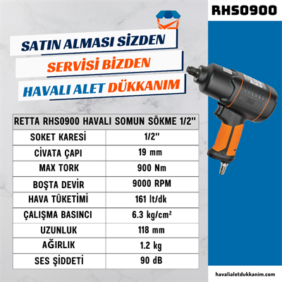 RETTA RHS0900 Havalı Somun Sökme 1/2
