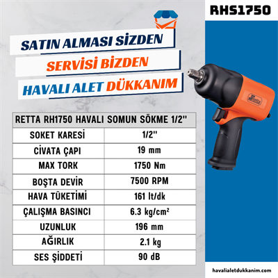 RETTA RHS1750 Havalı Somun Sökme 1/2