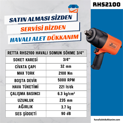 RETTA RHS2100 Havalı Somun Sökme 3/4